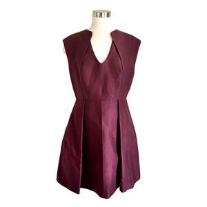 Halston Heritage Burgundy Sleeveless Pleated Dress - Size 10